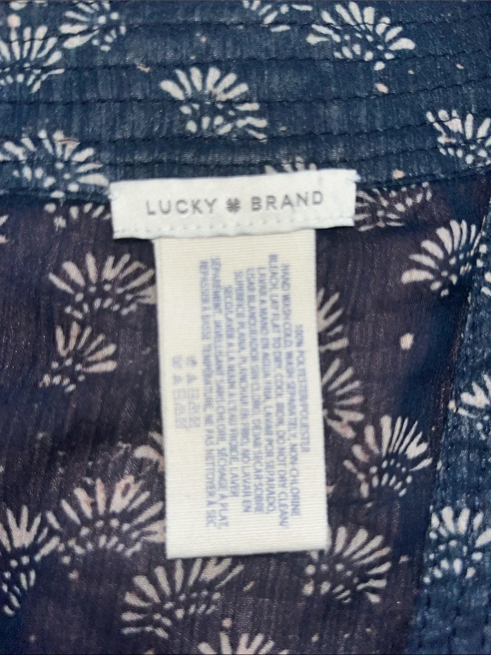 Lucky Brand Navy Sheer Floral Kimono Cardigan OSFM - Picture 8 of 9